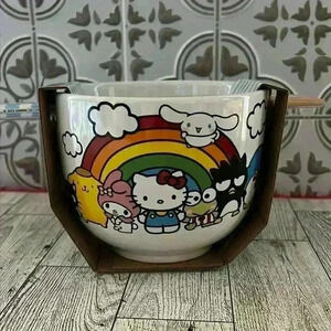 Sanrio  Hello Kitty  with Friends Rainbow Ramen Bowl with chopsticks
